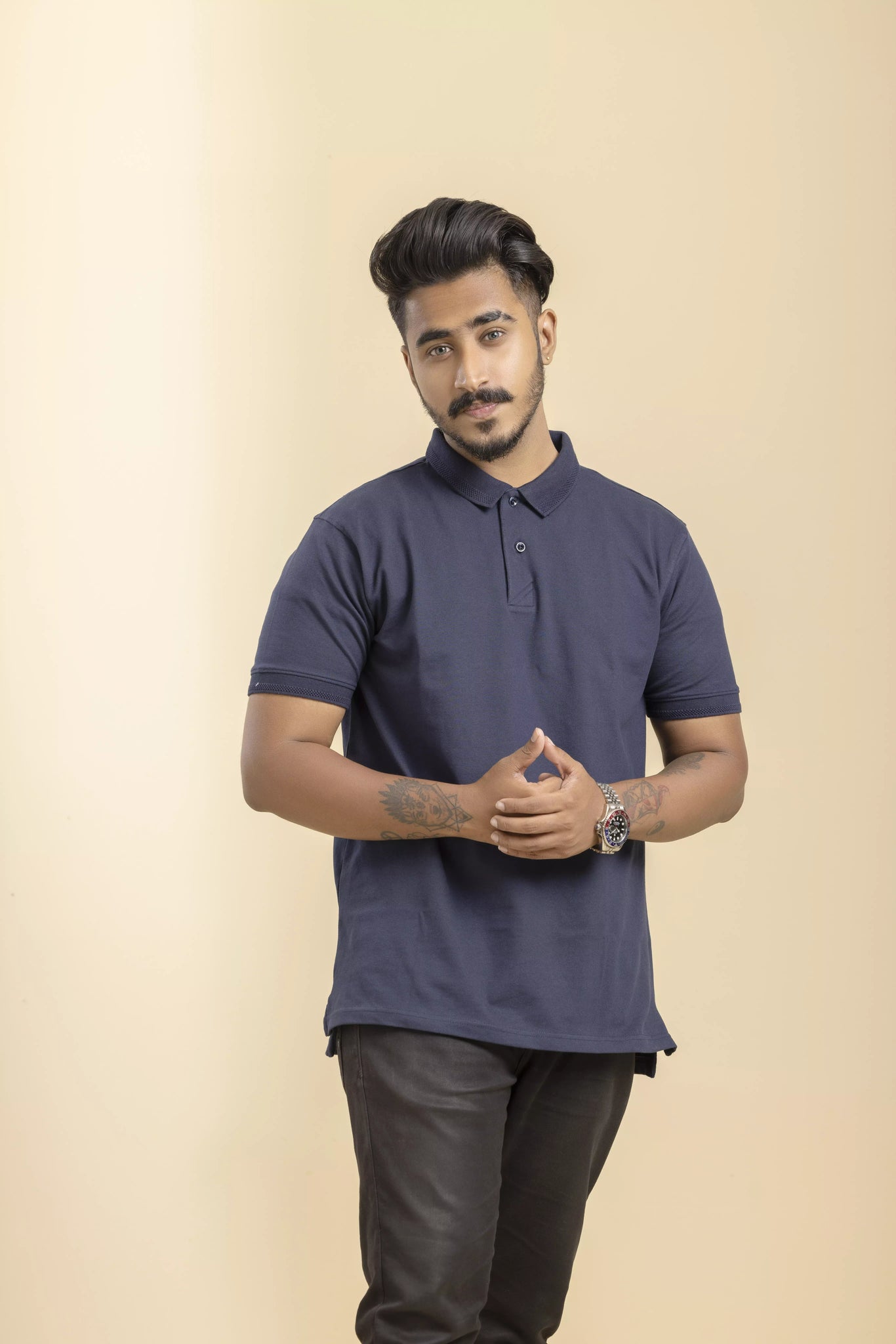 Half Sleeve - Men's Polo Navy Blue T-Shirt