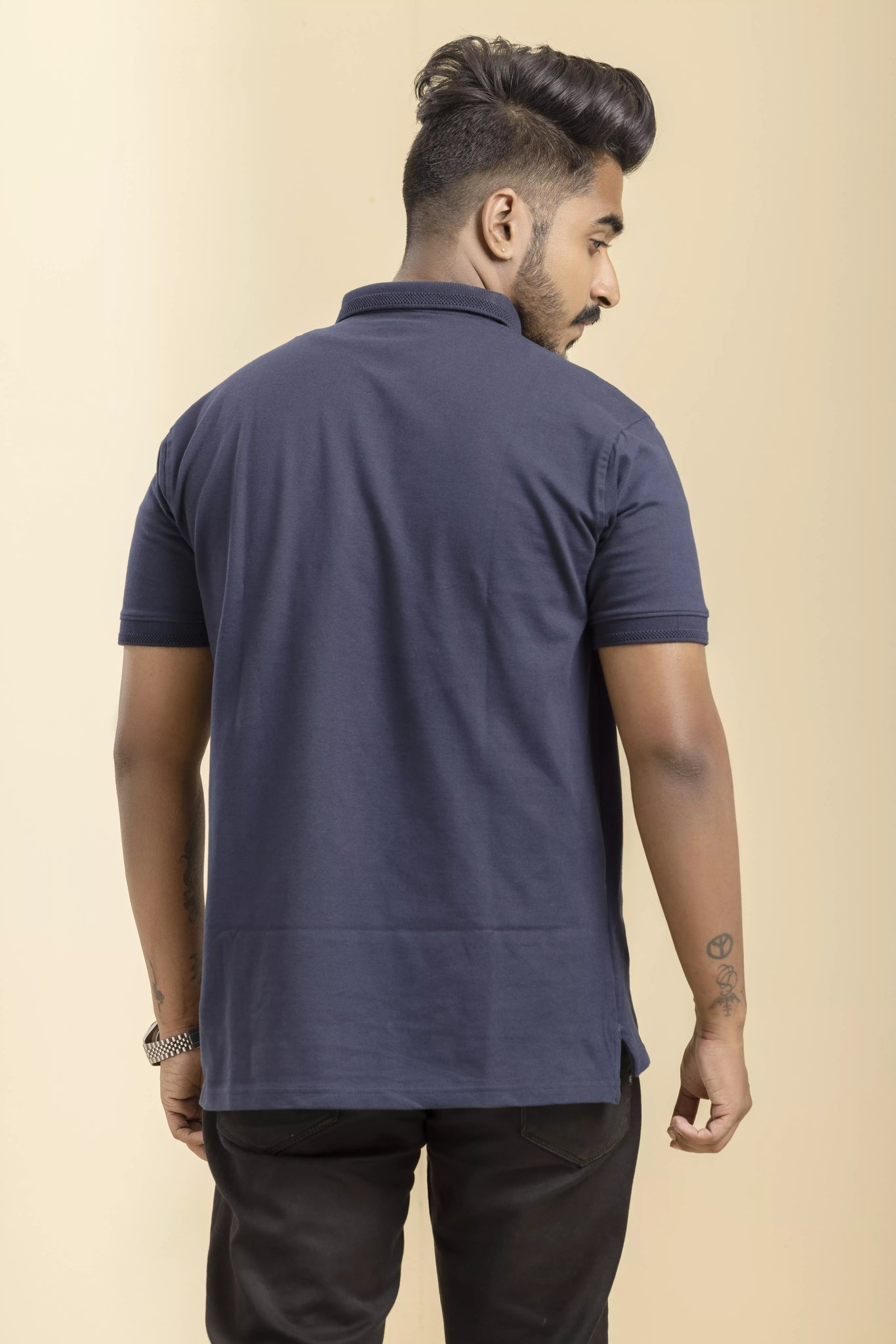 Half Sleeve - Men's Polo Navy Blue T-Shirt