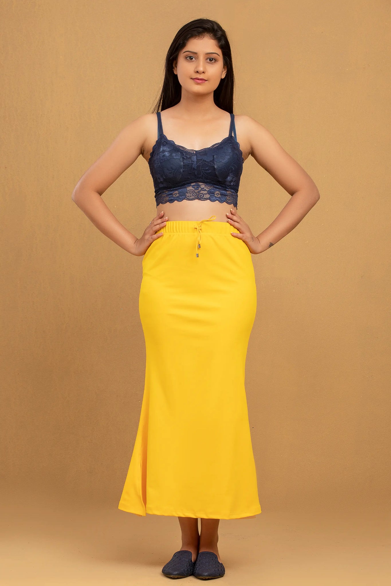Women's Saree Shapewear/Plain Solid Indian Saree Petticoats (Yellow, 40)