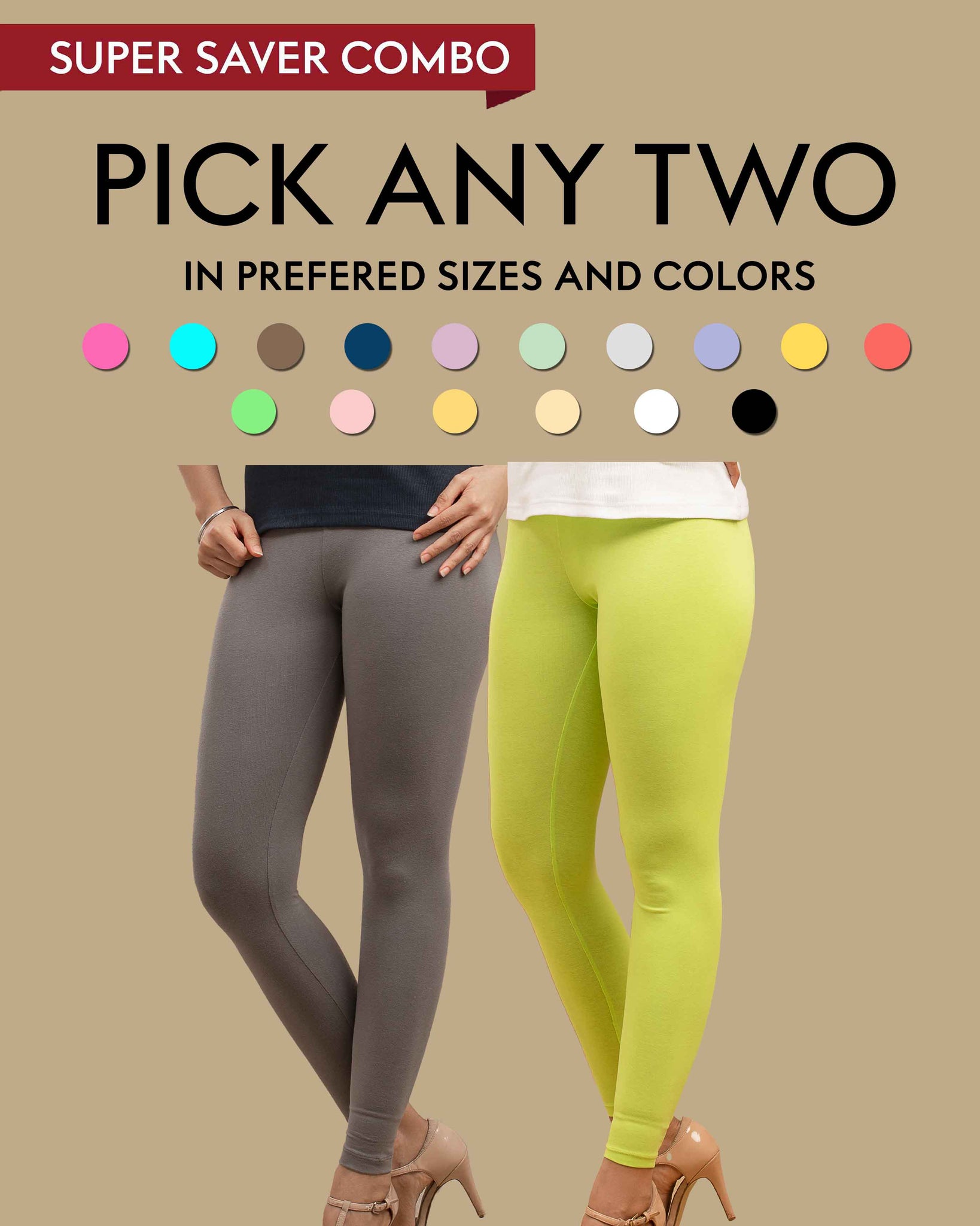 Ankle Lace Leggings Combo Pack of 2 For Women's & Girl's Soft
